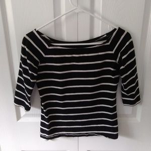 Boat Neck Fitted Striped Gap 3/4 sleeve Shirt XS